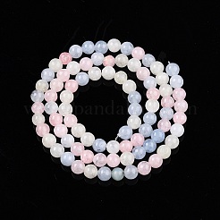 Teñidos naturales blancas abalorios de jade hebras&nbsp;G-T140-4mm-A03
