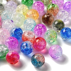 594 pz 18 colori perline acriliche craquelé trasparenti&nbsp;CACR-YW0001-04