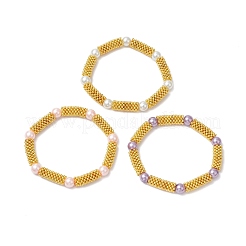 3 Stück Schneeflocken-Abstandshalter aus Legierung und Glasperlen-Stretcharmbänder für Damen&nbsp;BJEW-JB11803