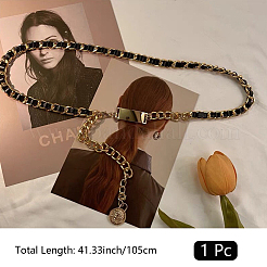 1 Stück schwarze Taillenketten aus PU-Leder und Legierung für Damen&nbsp;DIY-CL0001-10