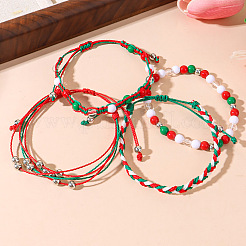 4 stücke 4 arten weihnachten acryl perlen geflochtene perlen armbänder & stretch armbänder & baumwollkordel geflochtene armbänder&nbsp;FS-WG84904-01