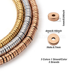 3 fili 3 fili di perline di ematite sintetica non magnetica elettrolitica a 4x1 colori&nbsp;G-TA0001-33