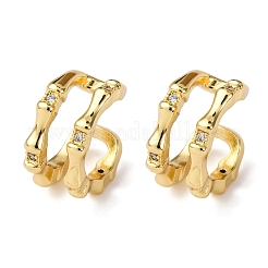 Boucles d'oreilles manchettes en laiton micro pavées de zircones cubiques transparentes à deux couches en forme de C&nbsp;EJEW-D328-05G-01