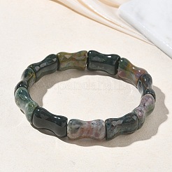 Bracelets extensibles en perles de bambou et d'agate indienne naturelle pour femmes et hommes&nbsp;BJEW-K304-01A
