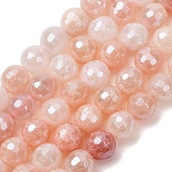 Colliers de perles d'aventurine rose naturelle électroplaquées&nbsp;G-B191-A05-6mm