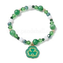 5 stücke 5 arten saint patricks day thema natürliche gefärbt gelb jade & glas perlen stretch armbänder&nbsp;BJEW-JB11156