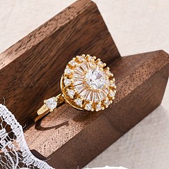 Drehbare offene Manschettenringe mit Sonnenblumenmotiv für Damen&nbsp;RJEW-C118-10G