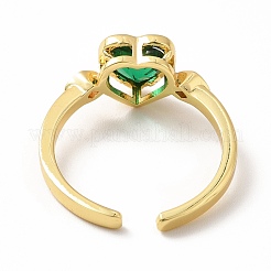 Anello a polsino aperto con cuore in zirconi cubici&nbsp;RJEW-H101-15G