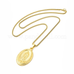 Collier pendentif vierge marie en acier inoxydable avec chaînes de boîte pour les femmes&nbsp;LS-NJEW-E066-01G