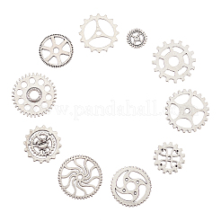 100 pièces 10 styles thème steampunk style tibétain pendentifs de pignon d'engrenage en alliage&nbsp;TIBEP-CJ0001-55