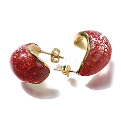 Boucles d'oreilles à tige en acier inoxydable 304 plaqué ion (IP) en forme de larme&nbsp;EJEW-C118-07D