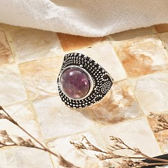 Anelli regolabili con pietre preziose naturali e sintetiche&nbsp;RJEW-I108-03AS