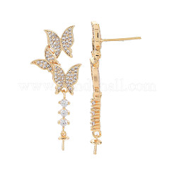 Micropave de latón claro fornituras de aretes de circonio cúbico cúbica&nbsp;KK-S364-048