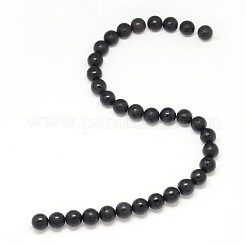 Natürliche Obsidian geschnitzt Runde Om Mani Padme Hum Perlen Stränge&nbsp;G-L275-04-8mm