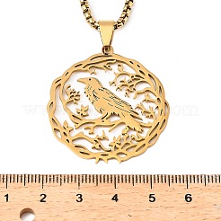 Colliers à chaîne en acier inoxydable 201 avec pendentif colibri creux pour femmes et hommes&nbsp;NJEW-M086-05G