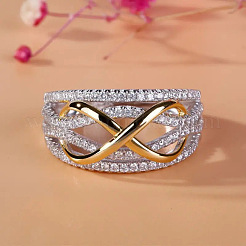Messing Micro Pave klare Zirkonia Fingerringe&nbsp;WG69198-03