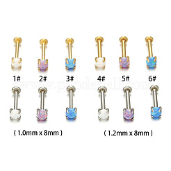 Gewindelose Labrets aus Edelstahl und synthetischem Opal&nbsp;WG3C897-06
