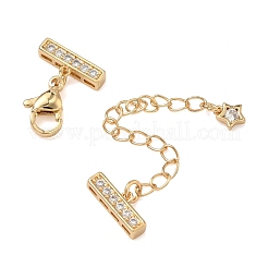 Rallonge de chaîne gourmette en laiton micro-pavé de zircone cubique transparente&nbsp;KK-G556-08G-01