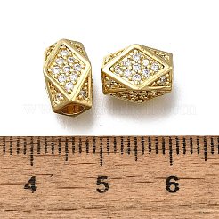 Messing Micro Pave klare Zirkonia europäische Perlen&nbsp;LS-ZIRC-I070-045G