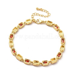 Braccialetto con catena a maglie rettangolari in smalto malocchio e zirconi cubici&nbsp;BJEW-C029-02G-10