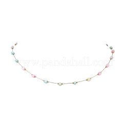 Colliers à maillons en acier inoxydable 304 et coquillages naturels teintés&nbsp;NJEW-JN05452