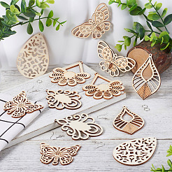 Kit de fabrication de boucles d'oreilles pendantes en bois filigrané à faire soi-même&nbsp;DIY-TA0009-69