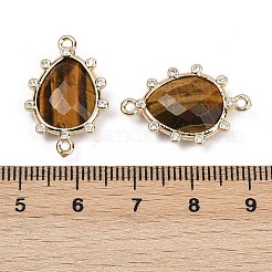 Natürliche Tigerauge facettierte Verbindungsanhänger&nbsp;G-K347-07G-06