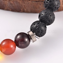 Natürliche Lava Rock Perlen Stretch Armbänder&nbsp;X-BJEW-JB02184-05