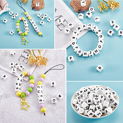 20 pz cubo bianco lettera perline di silicone 12x12x12mm dadi quadrati alfabeto perline con 2mm foro distanziatore lettera allentata perline per collana braccialetto creazione di gioielli&nbsp;JX432A