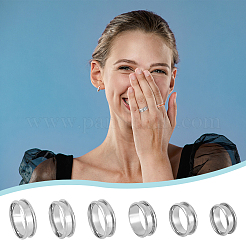 30 Stück 6 Größen 201 Edelstahl geriffelte Fingerringfassungen&nbsp;RJEW-UN0002-82P