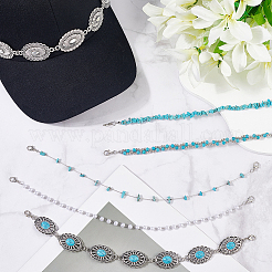2 set di 2 stili di scaglie di turchese sintetico e perle di plastica finte perle a catena per cappelli&nbsp;AJEW-CN0004-03