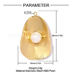 Anhänger aus Edelstahl 304 und ABS-Kunstleder mit Imitationsperlen&nbsp;STAS-OY014-57G