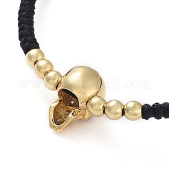 Schädel verstellbare Messing Nylonfaden geflochtene Armbänder&nbsp;BJEW-JB04985-03