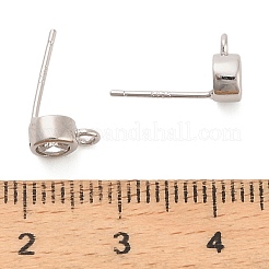 925 Sterling Silber Micro Pave klare Zirkonia flache runde Ohrstecker Zubehörse&nbsp;STER-B010-02A-P