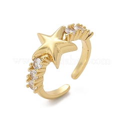 Anneaux de manchette en laiton micro pave clair zircone cubique&nbsp;RJEW-C120-11G