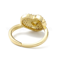Cuore in zirconi trasparenti con anello polsino a forma di orso&nbsp;RJEW-H135-01G