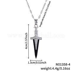 Halsketten mit Schwertanhänger aus Messing mit klarem Zirkonia&nbsp;VF7385-1