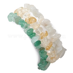 3 stücke 3 arten natürlichen weißen mondstein & citrin & aventurin chips stretch armbänder sets&nbsp;BJEW-JB11076-04