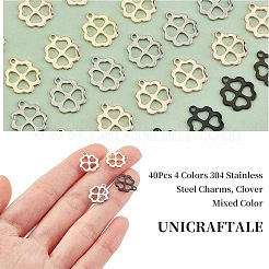 40 Stück 4 Farben 304 Edelstahl-Charms&nbsp;STAS-UN0030-85