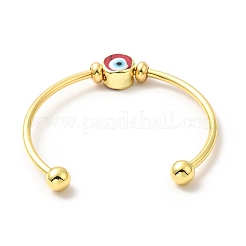 Brazalete abierto con cuentas mal de ojo de murano&nbsp;BJEW-F434-07