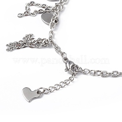 Bracciale con ciondolo ovale e a forma di cuore in acciaio inossidabile 304 anti-ossidazione per donna&nbsp;BJEW-G669-13P