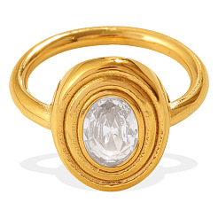 304 Edelstahl Pavé-Fingerringe mit Zirkonia&nbsp;WG8B863-01