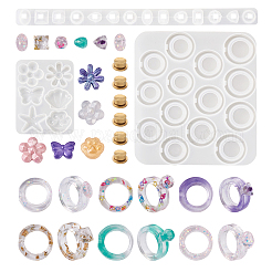Spinning Fidget Ring & Schmetterling & Muschel & Blume & Seestern & Pfotenabdruck Silikonformen Kit&nbsp;BY-TAC0003-08
