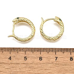 Orecchini a cerchio in ottone con micro pavé di zirconi cubici a forma di serpente&nbsp;EJEW-H157-07G