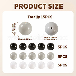 15pcs 3 couleurs perles acryliques opaques&nbsp;SACR-TADJ0001-05A