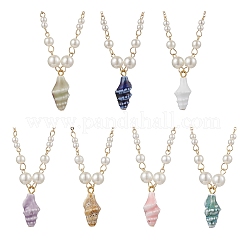 Collana con catena a maglie in perle sintetiche in ottone e plastica ABS&nbsp;NJEW-JN05272