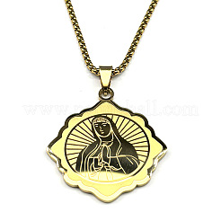 Colliers pendentifs religieux en acier inoxydable 304 représentant la Vierge Marie pour femmes&nbsp;WG7C531-02