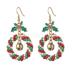 Weihnachtskranz-Ohrringe aus Glasperlen&nbsp;EJEW-TA00685