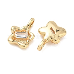 Breloques en laiton micro pavé de zircone cubique transparente pour la saint-valentin&nbsp;KK-C259-14G