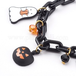 Bracelets à breloques en alliage émaillé thème halloween&nbsp;BJEW-JB05978